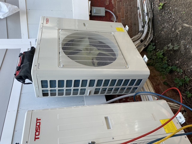 Ductless HVAC outdoor condenser installation